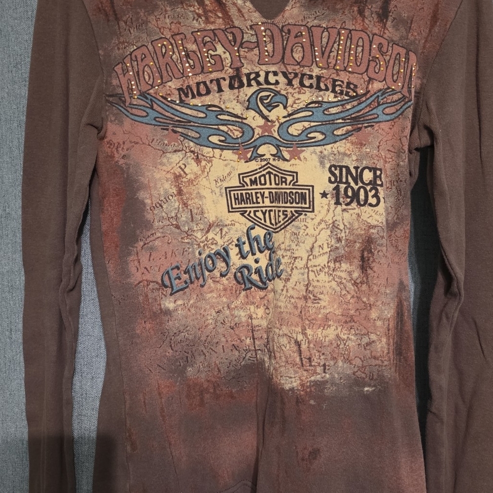 Harley-Davidson Brown Graphic Long Sleeve Tee